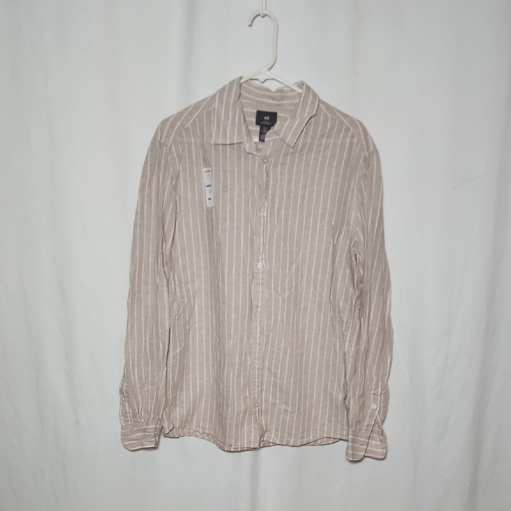 H&M Beige Striped Casual Men's Shirt